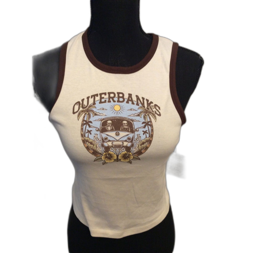 New NWT Cropped Tank Outerbanks Skeletons Medium M Women' s